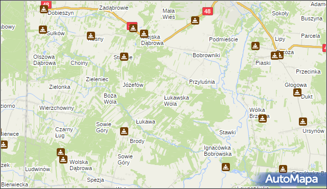 mapa Łukawska Wola, Łukawska Wola na mapie Targeo