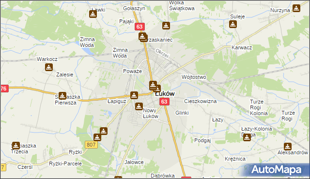 mapa Łuków, Łuków na mapie Targeo