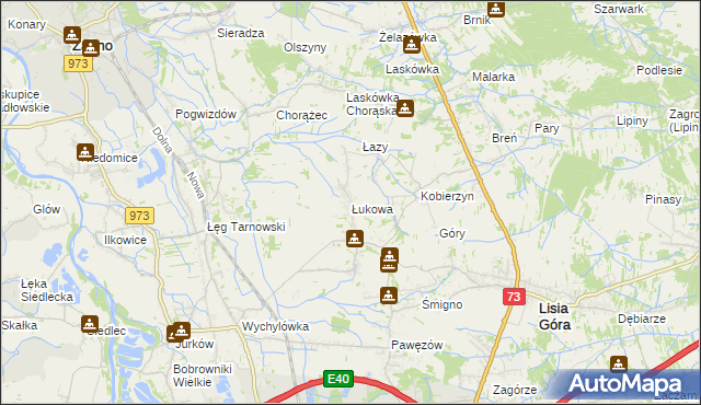 mapa Łukowa gmina Lisia Góra, Łukowa gmina Lisia Góra na mapie Targeo