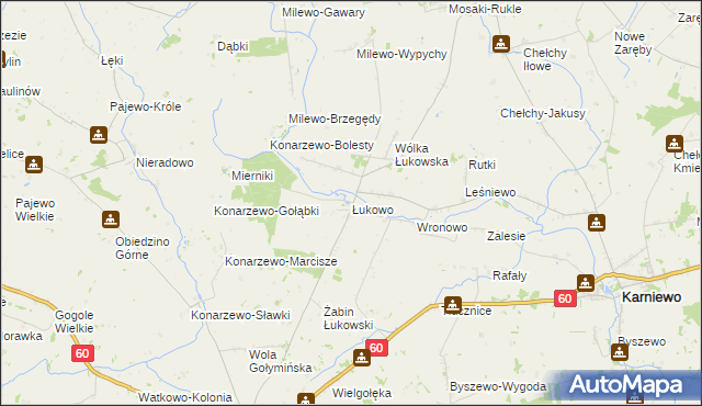 mapa Łukowo gmina Karniewo, Łukowo gmina Karniewo na mapie Targeo