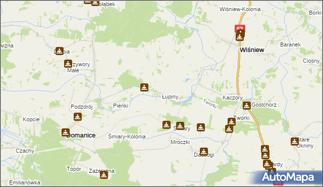 mapa Łupiny gmina Wiśniew, Łupiny gmina Wiśniew na mapie Targeo