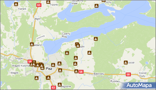 mapa Łupki gmina Pisz, Łupki gmina Pisz na mapie Targeo