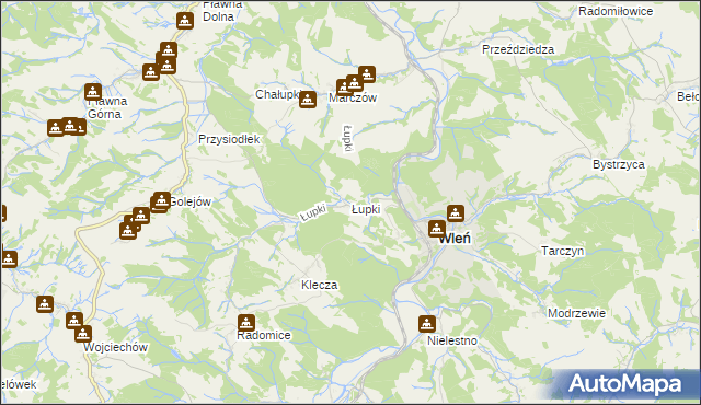 mapa Łupki gmina Wleń, Łupki gmina Wleń na mapie Targeo