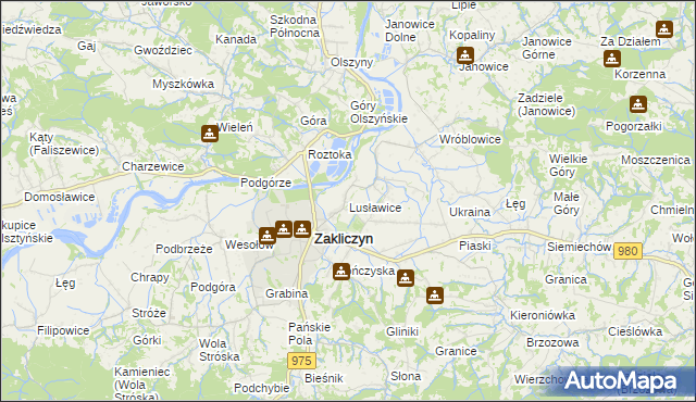 mapa Lusławice gmina Zakliczyn, Lusławice gmina Zakliczyn na mapie Targeo