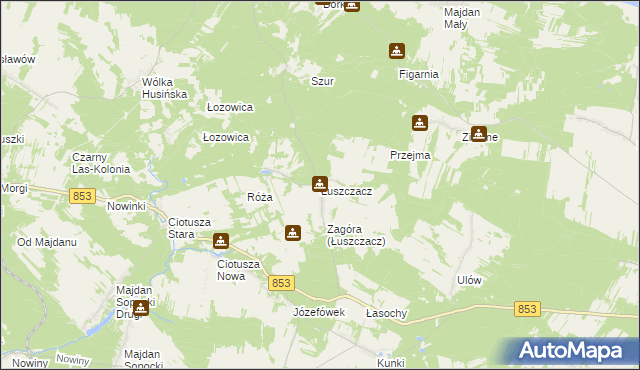 mapa Łuszczacz, Łuszczacz na mapie Targeo