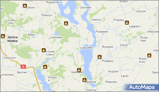 mapa Łuszczewo gmina Skulsk, Łuszczewo gmina Skulsk na mapie Targeo