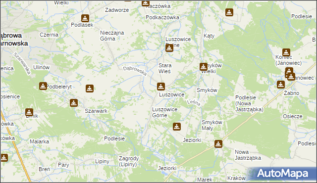 mapa Luszowice gmina Radgoszcz, Luszowice gmina Radgoszcz na mapie Targeo