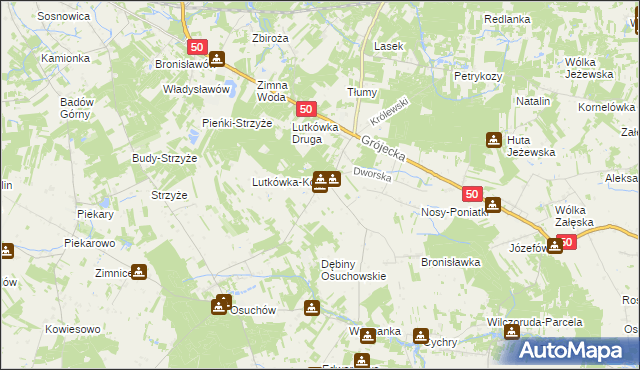 mapa Lutkówka gmina Mszczonów, Lutkówka gmina Mszczonów na mapie Targeo