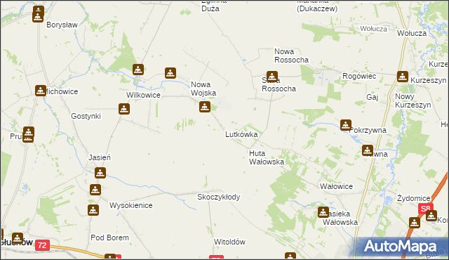 mapa Lutkówka gmina Rawa Mazowiecka, Lutkówka gmina Rawa Mazowiecka na mapie Targeo