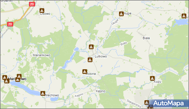 mapa Lutkowo gmina Dobrzany, Lutkowo gmina Dobrzany na mapie Targeo