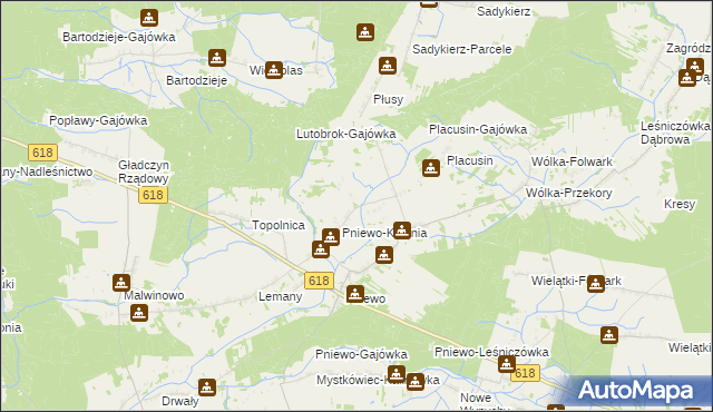 mapa Lutobrok-Folwark, Lutobrok-Folwark na mapie Targeo