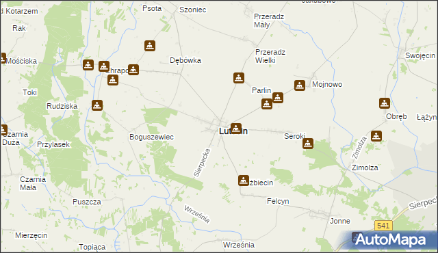 mapa Lutocin, Lutocin na mapie Targeo