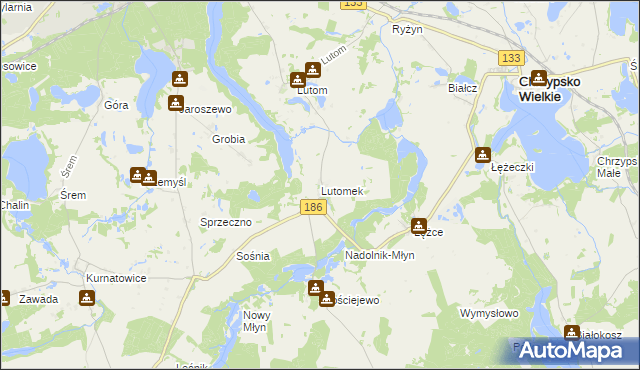 mapa Lutomek, Lutomek na mapie Targeo