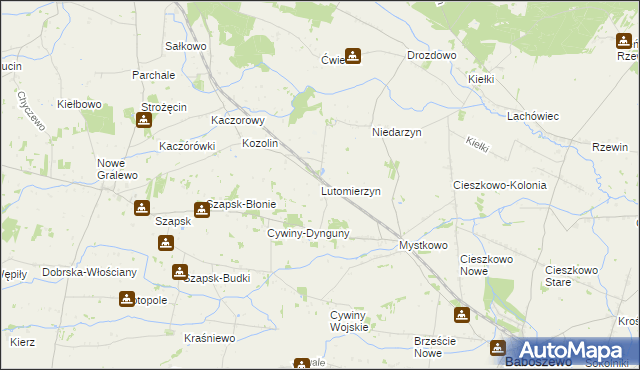 mapa Lutomierzyn, Lutomierzyn na mapie Targeo