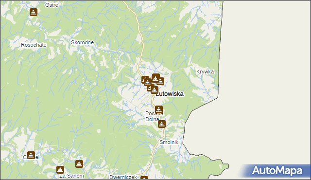 mapa Lutowiska, Lutowiska na mapie Targeo