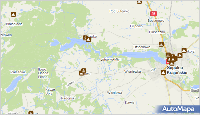 mapa Lutówko-Młyn, Lutówko-Młyn na mapie Targeo