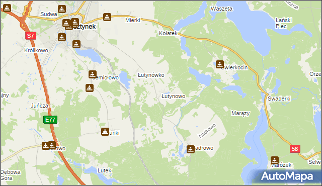 mapa Łutynowo, Łutynowo na mapie Targeo