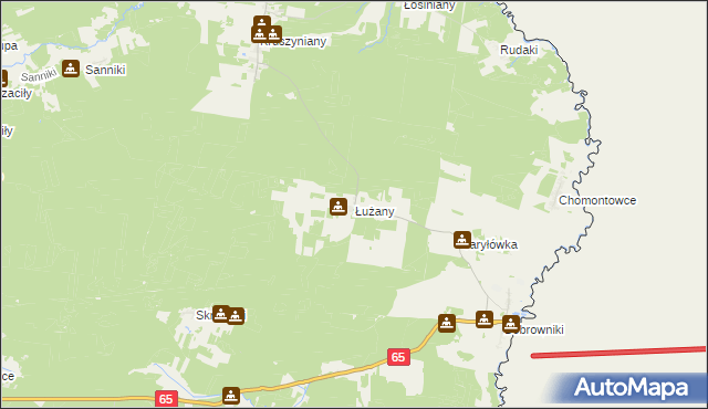 mapa Łużany, Łużany na mapie Targeo