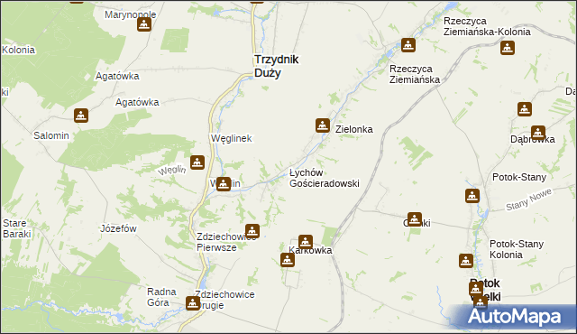 mapa Łychów Gościeradowski, Łychów Gościeradowski na mapie Targeo