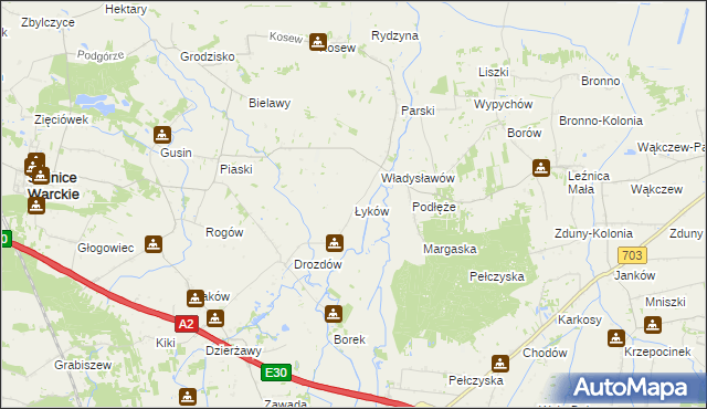 mapa Łyków, Łyków na mapie Targeo