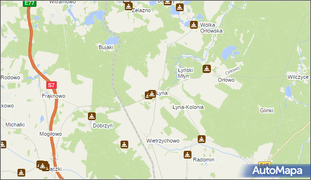 mapa Łyna, Łyna na mapie Targeo