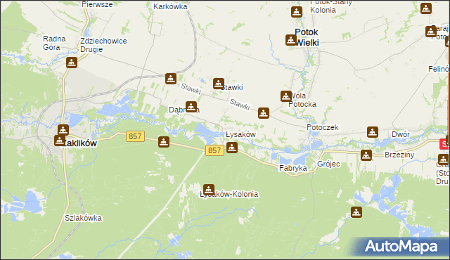 mapa Łysaków gmina Zaklików, Łysaków gmina Zaklików na mapie Targeo