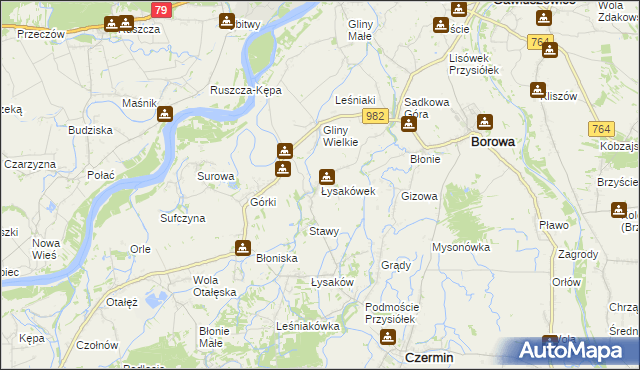 mapa Łysakówek, Łysakówek na mapie Targeo