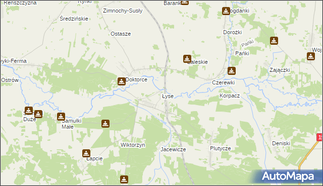 mapa Łyse gmina Wyszki, Łyse gmina Wyszki na mapie Targeo