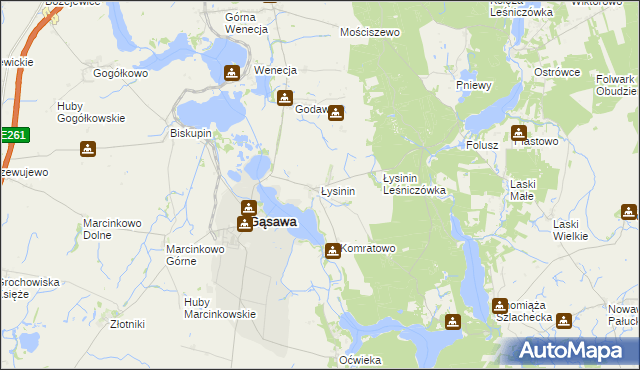 mapa Łysinin gmina Gąsawa, Łysinin gmina Gąsawa na mapie Targeo