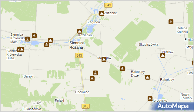 mapa Maciejów gmina Siennica Różana, Maciejów gmina Siennica Różana na mapie Targeo