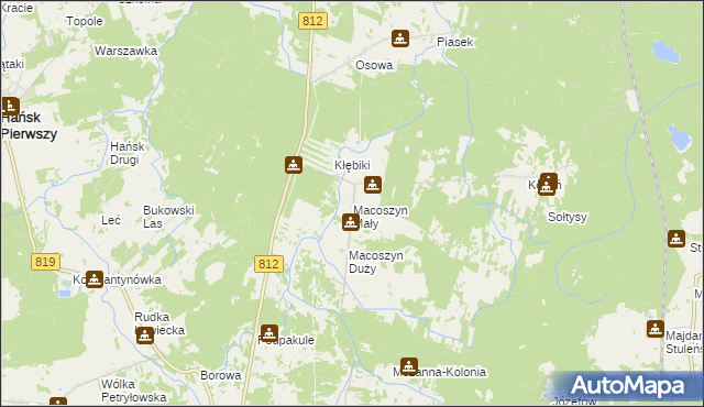 mapa Macoszyn Mały, Macoszyn Mały na mapie Targeo