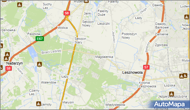 mapa Magdalenka gmina Lesznowola, Magdalenka gmina Lesznowola na mapie Targeo