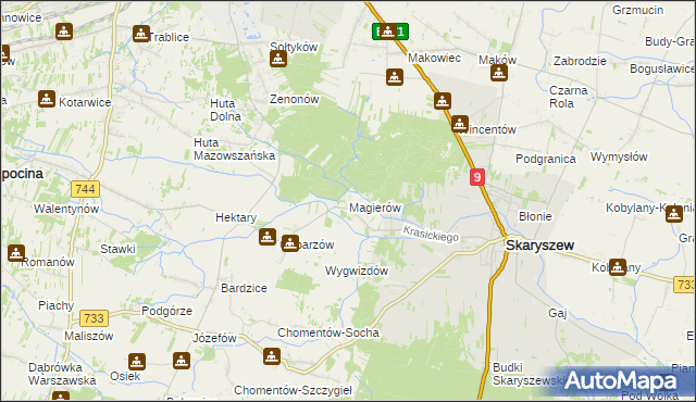 mapa Magierów gmina Skaryszew, Magierów gmina Skaryszew na mapie Targeo