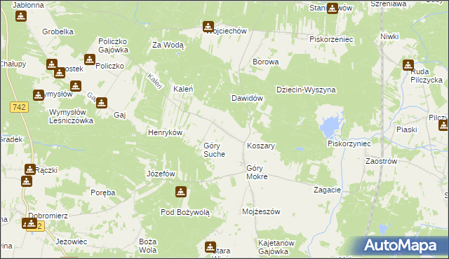 mapa Majdan gmina Przedbórz, Majdan gmina Przedbórz na mapie Targeo