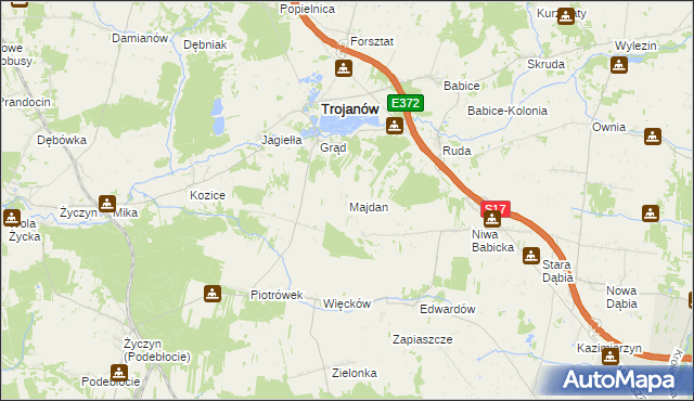 mapa Majdan gmina Trojanów, Majdan gmina Trojanów na mapie Targeo