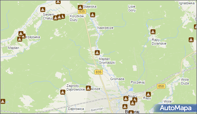 mapa Majdan Gromadzki, Majdan Gromadzki na mapie Targeo