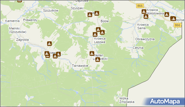 mapa Majdan Lipowiecki, Majdan Lipowiecki na mapie Targeo