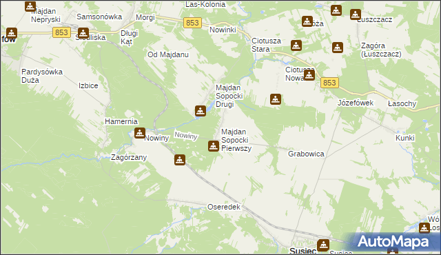 mapa Majdan Sopocki Pierwszy, Majdan Sopocki Pierwszy na mapie Targeo