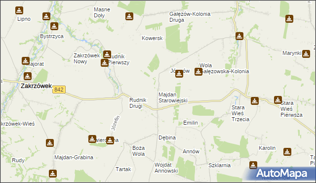 mapa Majdan Starowiejski, Majdan Starowiejski na mapie Targeo