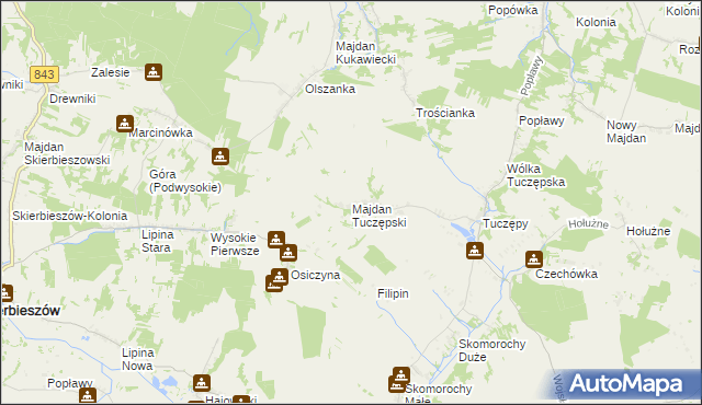 mapa Majdan Tuczępski, Majdan Tuczępski na mapie Targeo