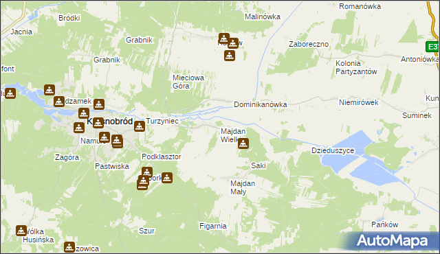 mapa Majdan Wielki gmina Krasnobród, Majdan Wielki gmina Krasnobród na mapie Targeo