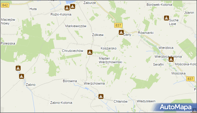 mapa Majdan Wierzchowiński, Majdan Wierzchowiński na mapie Targeo