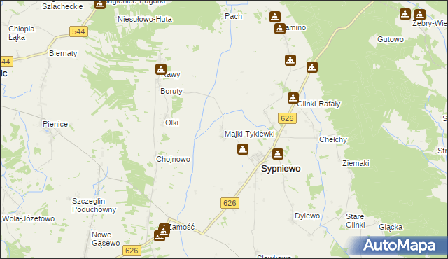 mapa Majki-Tykiewki, Majki-Tykiewki na mapie Targeo