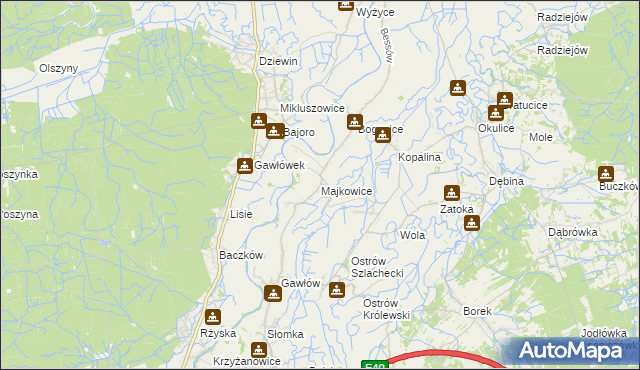 mapa Majkowice gmina Bochnia, Majkowice gmina Bochnia na mapie Targeo