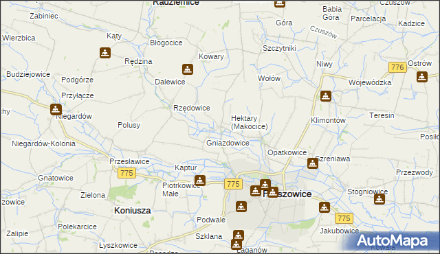 mapa Makocice, Makocice na mapie Targeo