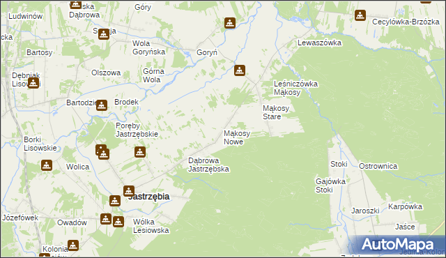 mapa Mąkosy Nowe, Mąkosy Nowe na mapie Targeo