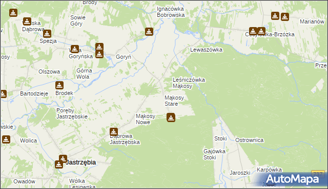 mapa Mąkosy Stare, Mąkosy Stare na mapie Targeo