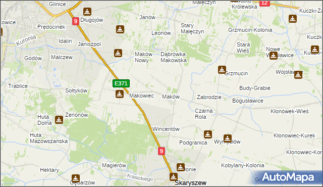 mapa Maków gmina Skaryszew, Maków gmina Skaryszew na mapie Targeo