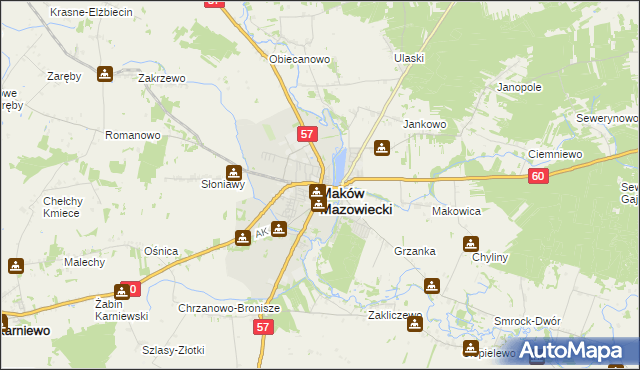 mapa Maków Mazowiecki, Maków Mazowiecki na mapie Targeo