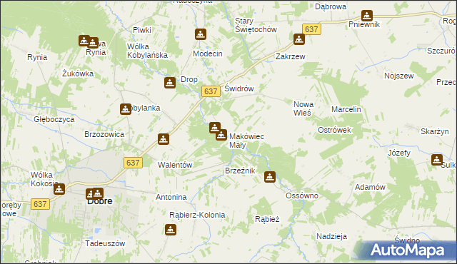 mapa Makówiec Mały, Makówiec Mały na mapie Targeo